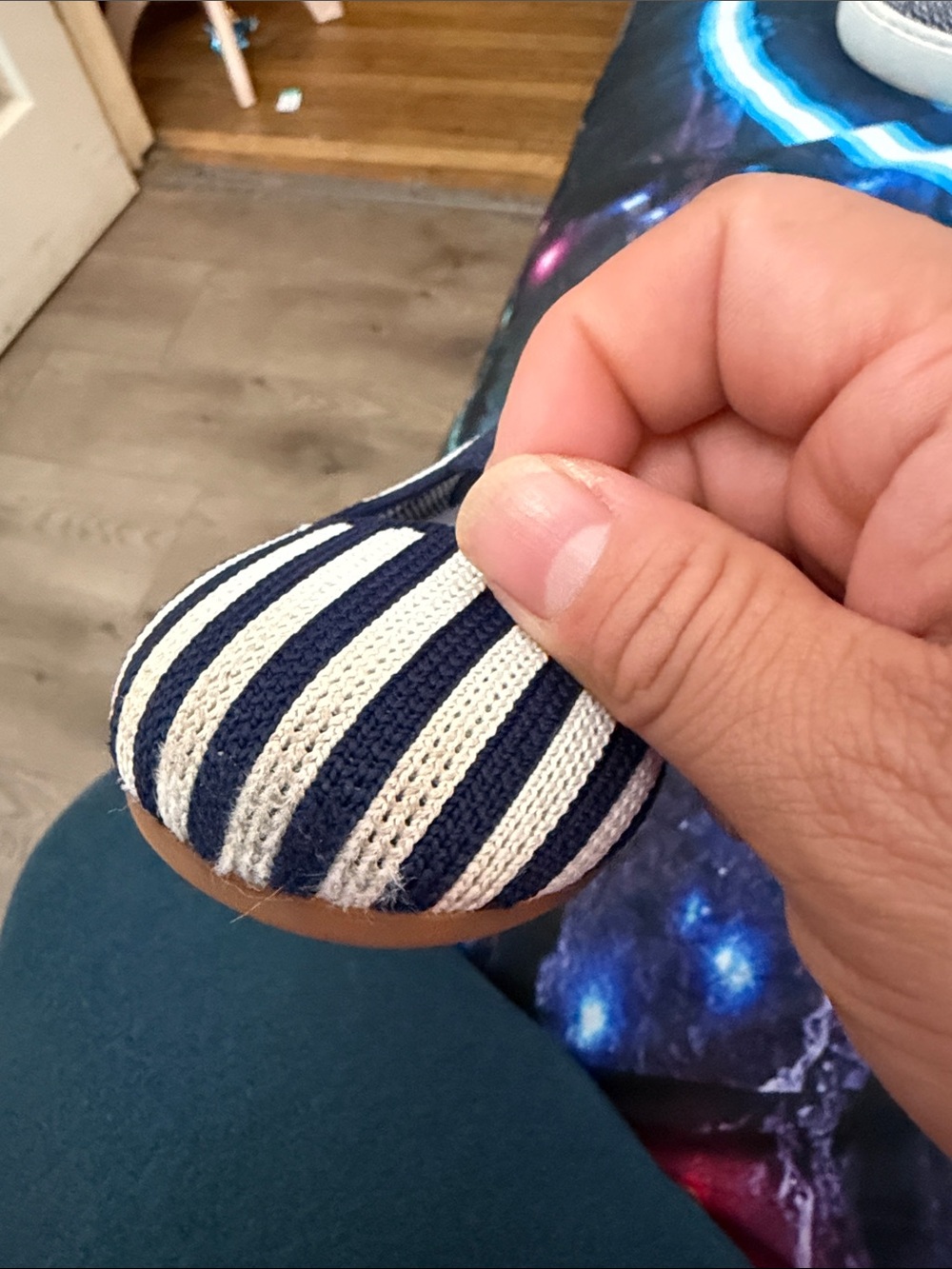 Rothy’s Girls Navy & White Striped Mary Jane Knit Shoes size 11 - Picture 6 of 6